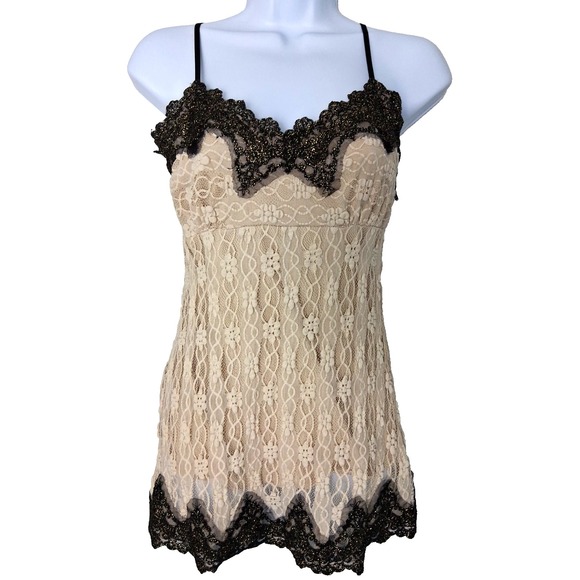 Vintage Y2K‎ MKM Floral Lace Baby Doll Tank Top Sz Small Fairy Goth Whimsigoth - Picture 1 of 12